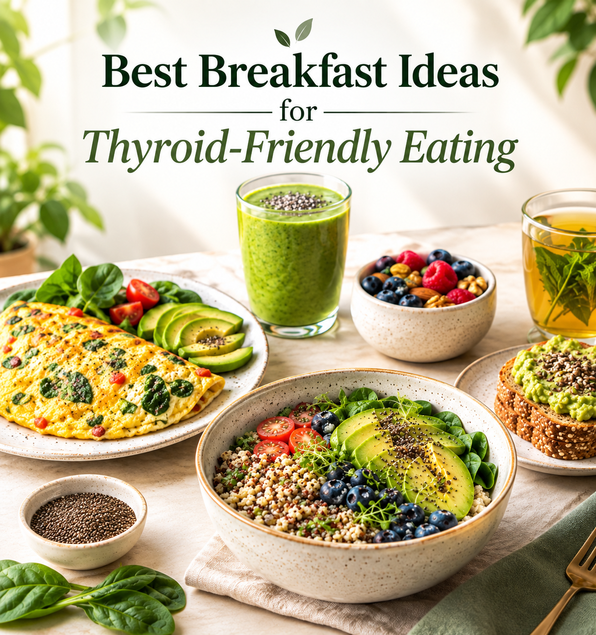 Healthy breakfast with oatmeal, eggs, yogurt and fresh fruits