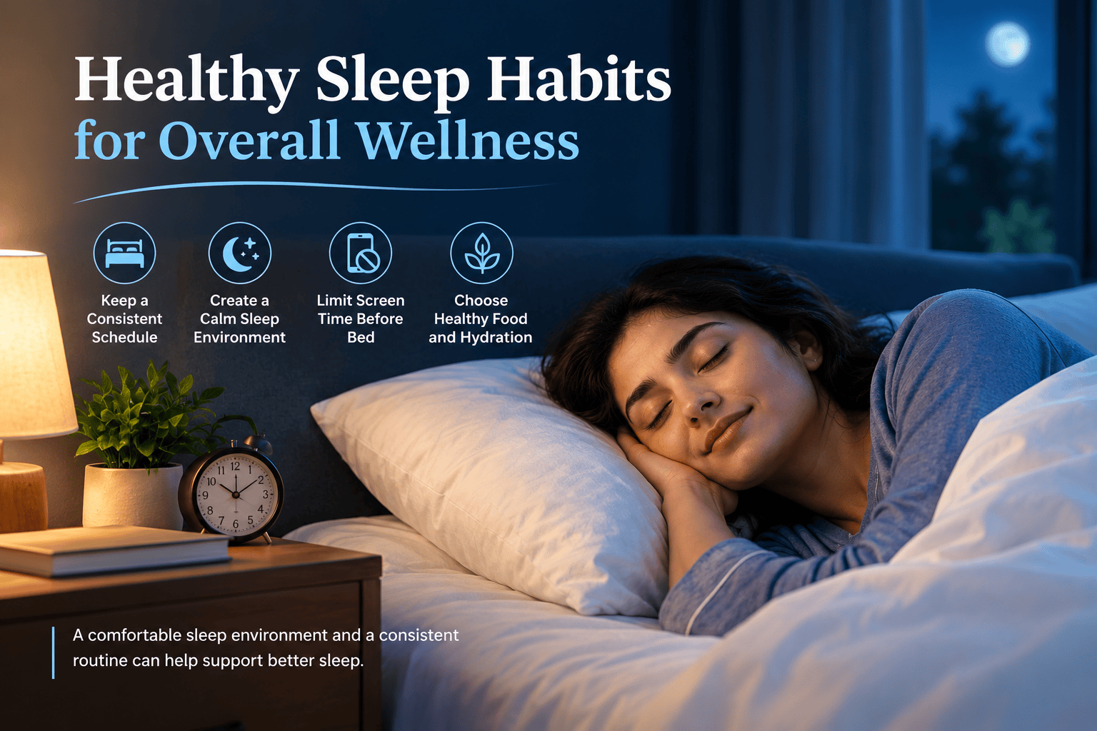 person sleeping peacefully in bed for better sleep and overall wellness