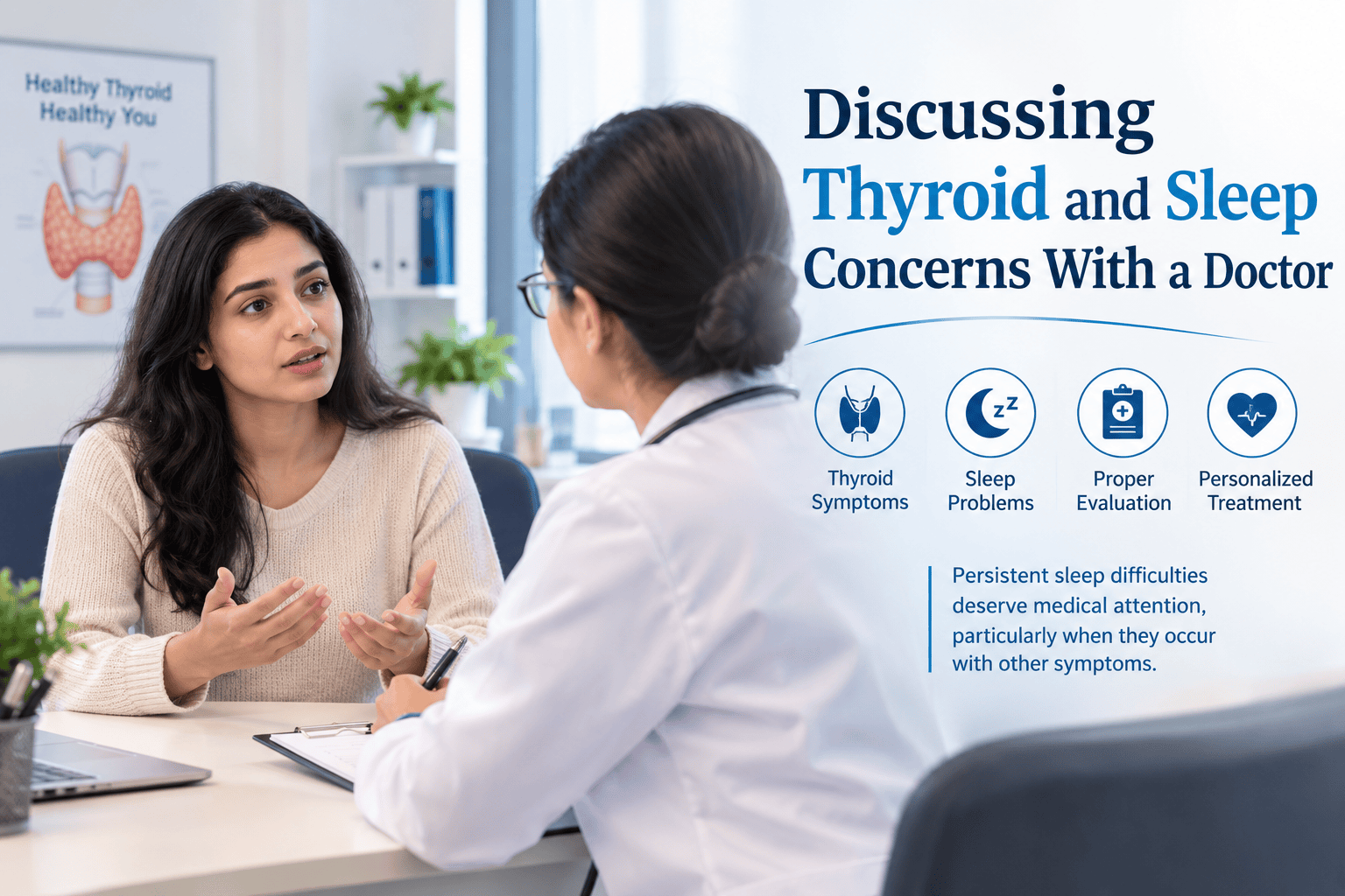 doctor discussing thyroid and sleep concerns with a patient