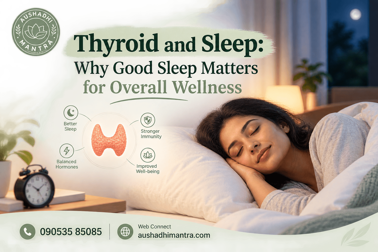 Person sleeping peacefully in a comfortable bedroom, representing the connection between thyroid and sleep