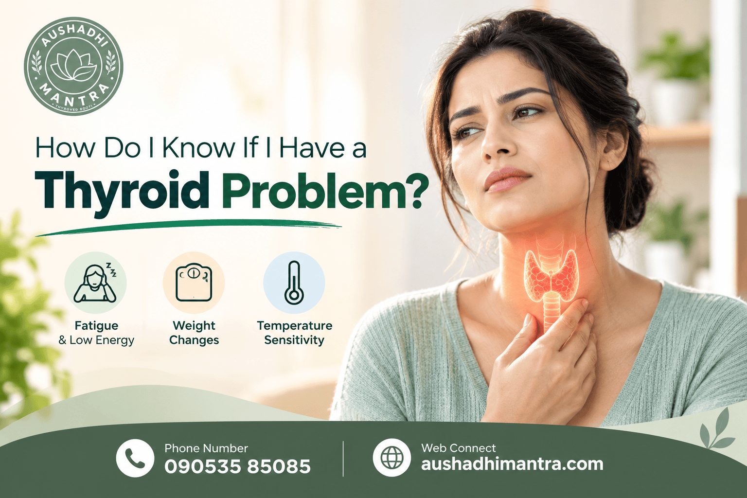 Person checking common thyroid symptoms and considering thyroid testing