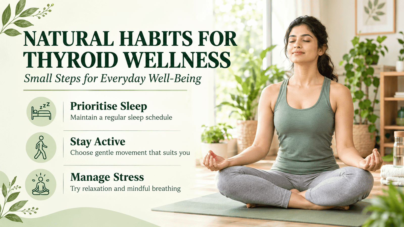 Best Ayurvedic Medicine for Hypothyroidism Naturally – Woman practising yoga and healthy wellness habits